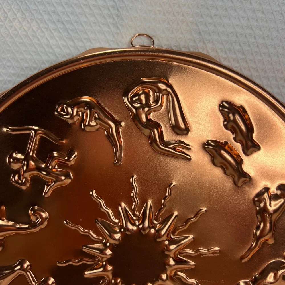 VTG Zodiac Astrology Sunburst Copper Tone Metal Gelatin‎ Mold  Wall Decor 12